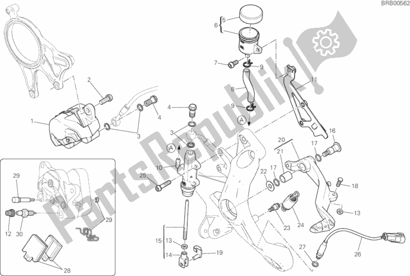 All parts for the Rear Brake System of the Ducati Supersport Thailand 950 2018